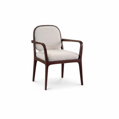 Diseñador de silla tapizada gris para comedor Muebles Estructura de madera marrón Sillón Silla