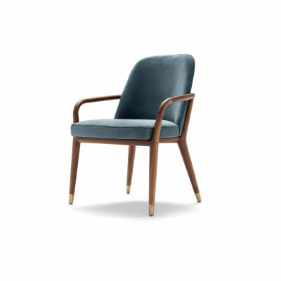 Silla de comedor azul de diseñador, muebles de comedor, silla de cocina, silla con respaldo.