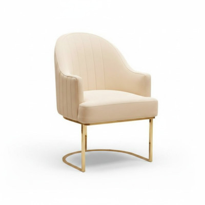 Silla de comedor beige diseñador de una sola plaza tela muebles sillas tapizadas