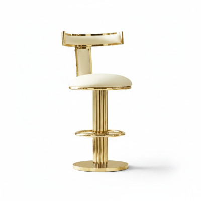 Silla de comedor blanca de diseñador con estructura de acero inoxidable, silla individual de metal.