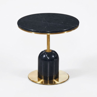 Mesa auxiliar redonda para la sala de estar Mesa de centro negra Mesa de lujo para el sofá Mesa