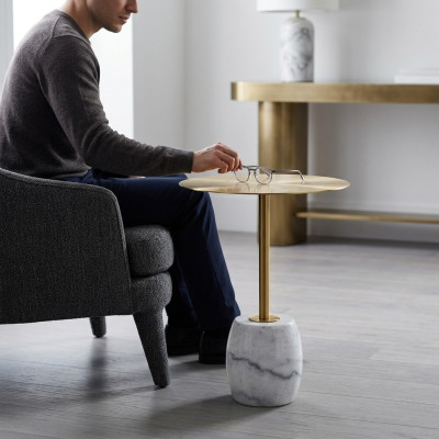 Mesa de centro de lujo de diseñador, mesa auxiliar dorada, muebles