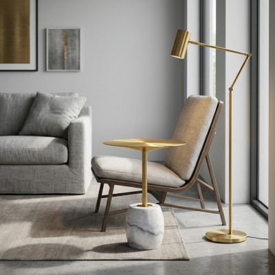 Mesa de centro de lujo de diseñador, mesa auxiliar dorada, muebles