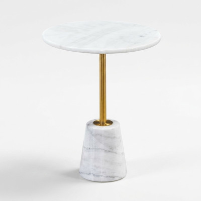 Mesa redonda blanca de mármol con muebles de metal mesas auxiliares mesa de diseñador.