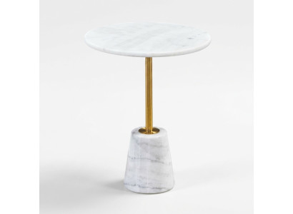 Mesa redonda blanca de mármol con muebles de metal mesas auxiliares mesa de diseñador.