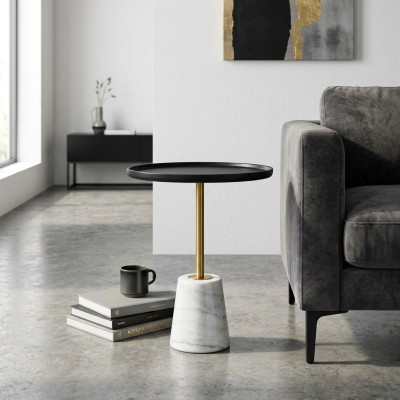 Mesa auxiliar moderna en blanco y negro para sala de estar. Mesas de almacenamiento, mesa auxiliar, mesa.