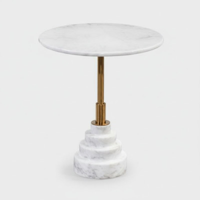 Mesa auxiliar redonda blanca de lujo moderna para sala de estar, nueva.