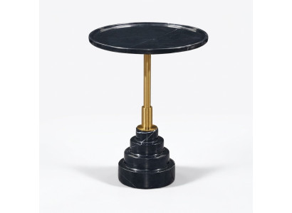 Mesa de centro negra moderna de lujo de mármol mesas auxiliares redondas de sala de estar.