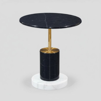 Mesa de café redonda negra, elegantes mesas auxiliares de estilo para la sala de estar.