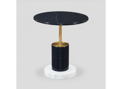 Mesa de café redonda negra, elegantes mesas auxiliares de estilo para la sala de estar.