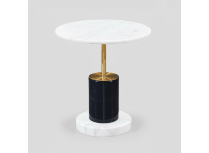 Mesa auxiliar de imitación de mármol blanco, estilo redondo, mesa de diseño.