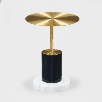 Moderna Mesa Auxiliar de Mármol Dorado para Sala de Estar Mesas Redondas Diseño