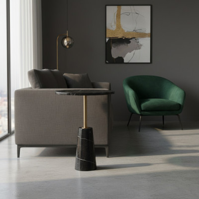 Mesa auxiliar redonda negra Diseñador Mesa de café Acero inoxidable Muebles Estilo