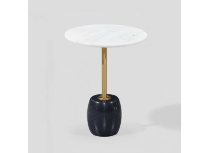 Mesa auxiliar redonda de diseño con tablero de mármol - Mesa de centro de alta calidad.