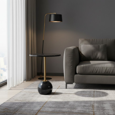 Mesa auxiliar negro y dorado. Mesas de centro de mármol modernas para sala de estar.