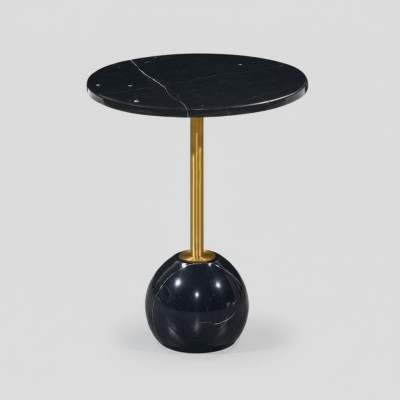 Mesa auxiliar negro y dorado. Mesas de centro de mármol modernas para sala de estar.