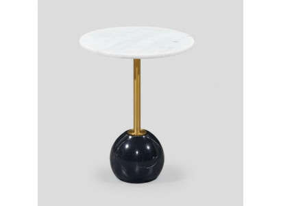 Mesa auxiliar en blanco y negro de mármol, muebles de diseño para salón, mesas de centro.