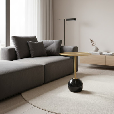 Mesa auxiliar moderna blanca de diseñador de muebles de metal de lujo.