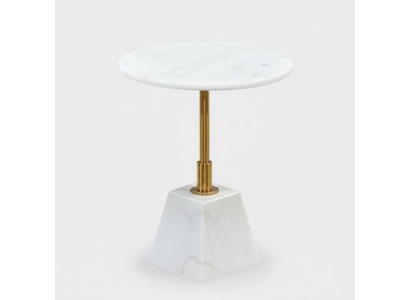 Mesa auxiliar dorada y blanca - mesas redondas de mármol elegantes para la sala de estar.