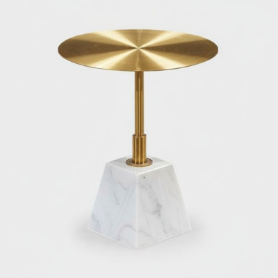 Mesa auxiliar redonda de metal de alta calidad, diseño elegante de mesas de café.
