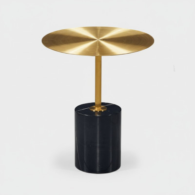 Mesa auxiliar redonda negra y dorada, muebles de diseño para la sala de estar.