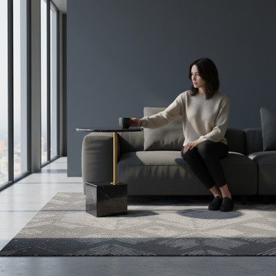 Mesa auxiliar moderna negra imitación mármol mesas muebles de sala de estar