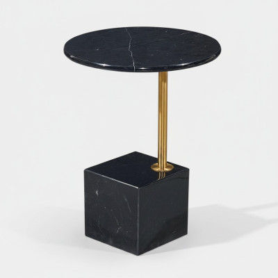 Mesa auxiliar moderna negra imitación mármol mesas muebles de sala de estar