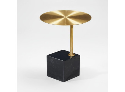 Mesa auxiliar de diseño negro y dorado de lujo para sala de estar, mesas de metal.