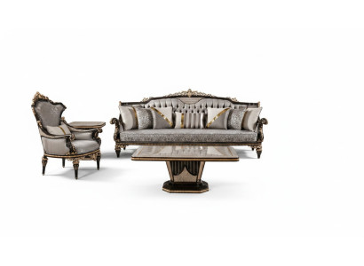 Conjunto de sofás Chesterfield 3+1, mesa de centro, conjunto de sofás de 3 piezas en gris.