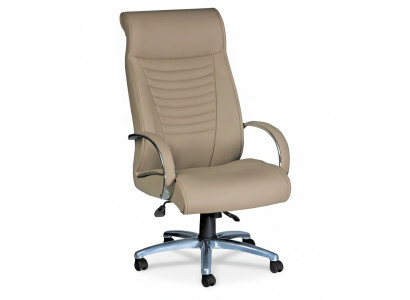 Elegante silla de juegos beige, silla de oficina, silla giratoria de escritorio, sillón de dirección.