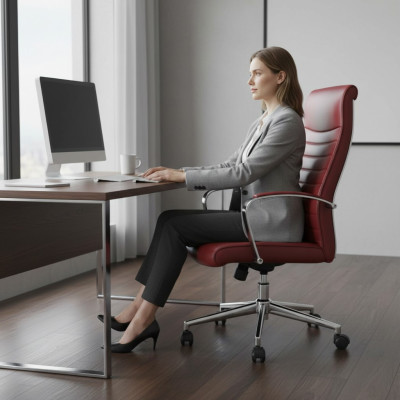 Silla de cuero artificial Diseño de sillón tapizado Rojo Sillas Silla de comedor Silla de oficina