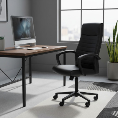 Silla de oficina para juegos negra, silla de escritorio giratoria muebles de silla de oficina.
