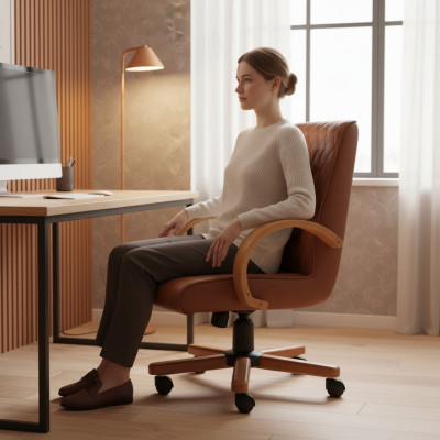 Moderna silla giratoria de cuero sintético muebles marrón silla de oficina silla de gaming silla de oficina