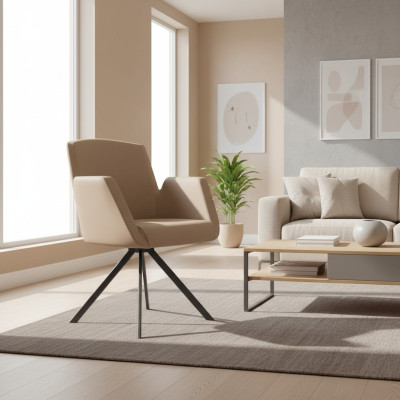 Tapicería de silla de cuero sintético Sillas de oficina modernas Sillas de ordenador Muebles beige nuevos