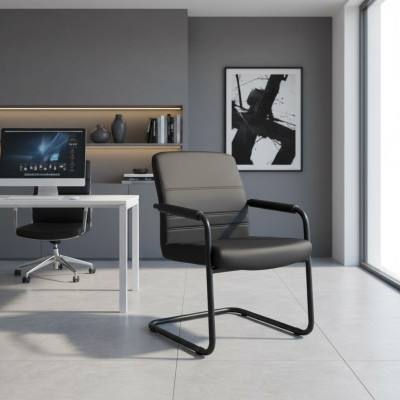 Tapicería de silla de cuero artificial Sillas de oficina modernas Sillas de ordenador Muebles Negros