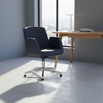 Silla de oficina moderna de piel sintética acolchada, sillas de ordenador, muebles negros.