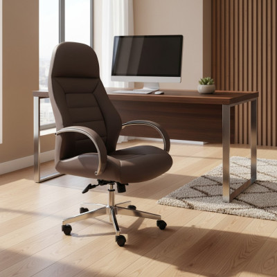 Tapizado de silla de cuero sintético Sillas de oficina Sillas de ordenador modernas Muebles Marrón
