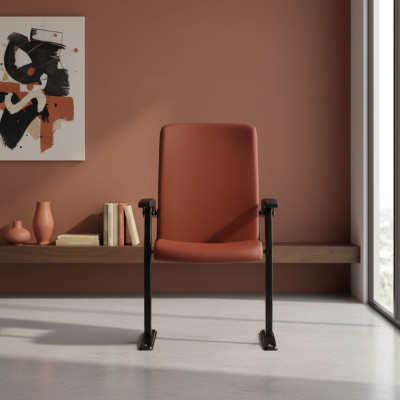 Sillón sofá de 1 plaza para teatro, diseño de lujo en color rojo, sillón art déco de tela nuevo.