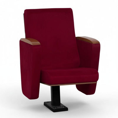 Sofá de 1 asiento de diseño teatral de lujo Art Deco en rojo, tejido nuevo.