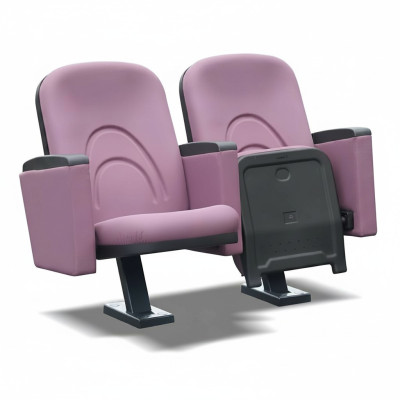 Moderne Sessel Sofa de 1 plaza para teatro, cine, diseño de lujo en textil rosa.