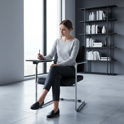 Silla negra elegante, silla moderna de alta calidad, silla de oficina de diseño nueva.