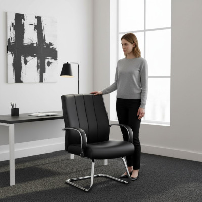Silla de oficina acolchada de cuero negro para jefe, silla de oficina, sillas de ordenador, muebles de silla nuevos.