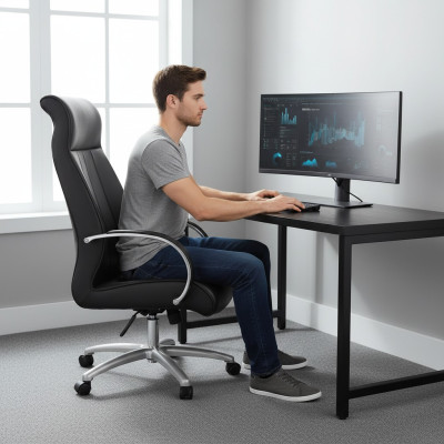 Silla de oficina giratoria de cuero sintético para sillas de ordenador de despacho de dirección, tapizada, nueva.