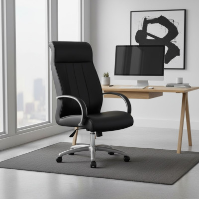 Silla de oficina giratoria de cuero sintético para sillas de ordenador de despacho de dirección, tapizada, nueva.