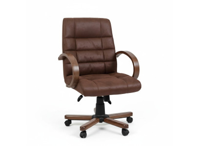 Silla de computadora marrón Silla de jefe Acolchado de cuero sintético Acolchado Sillas de oficina giratorias