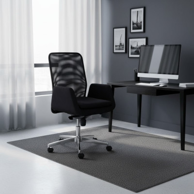 Silla tapizada giratoria de tela para ordenador de oficina.