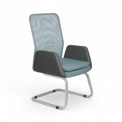 Silla de oficina azul moderna, elegante y acolchada.