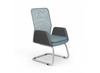 Silla de oficina azul moderna, elegante y acolchada.