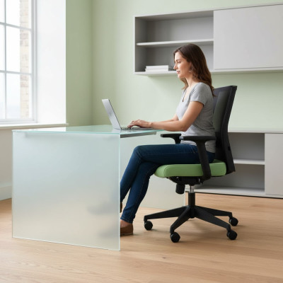 Sillas de oficina de lujo verdes, sillas de ordenador acolchadas, muebles de silla de escritorio.