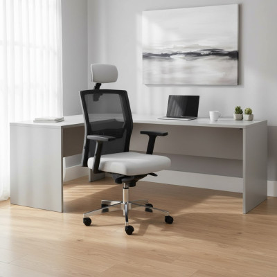 Sillas de oficina gris Silla de escritorio Silla giratoria Sillón de jefe Diseño de malla Silla de oficina